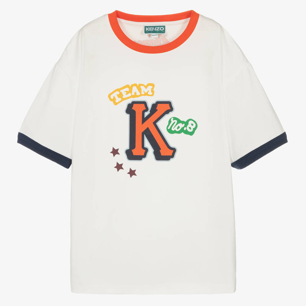 KENZO KIDS - Teen Boys Ivory Cotton T-Shirt | Childrensalon