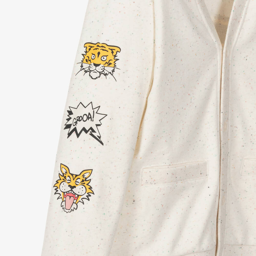 KENZO KIDS-كارديغان قطن جيرسي لون عاجي للمراهقين | Childrensalon Outlet