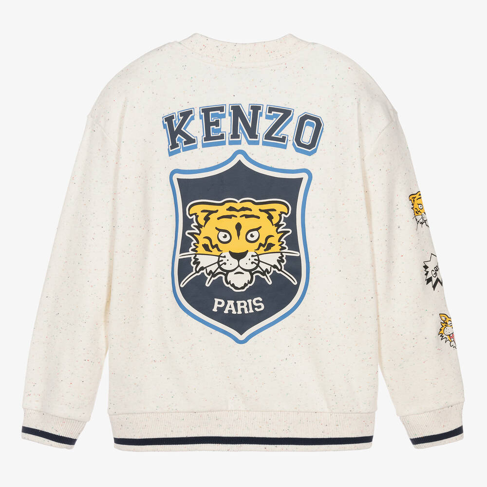 KENZO KIDS-كارديغان قطن جيرسي لون عاجي للمراهقين | Childrensalon Outlet