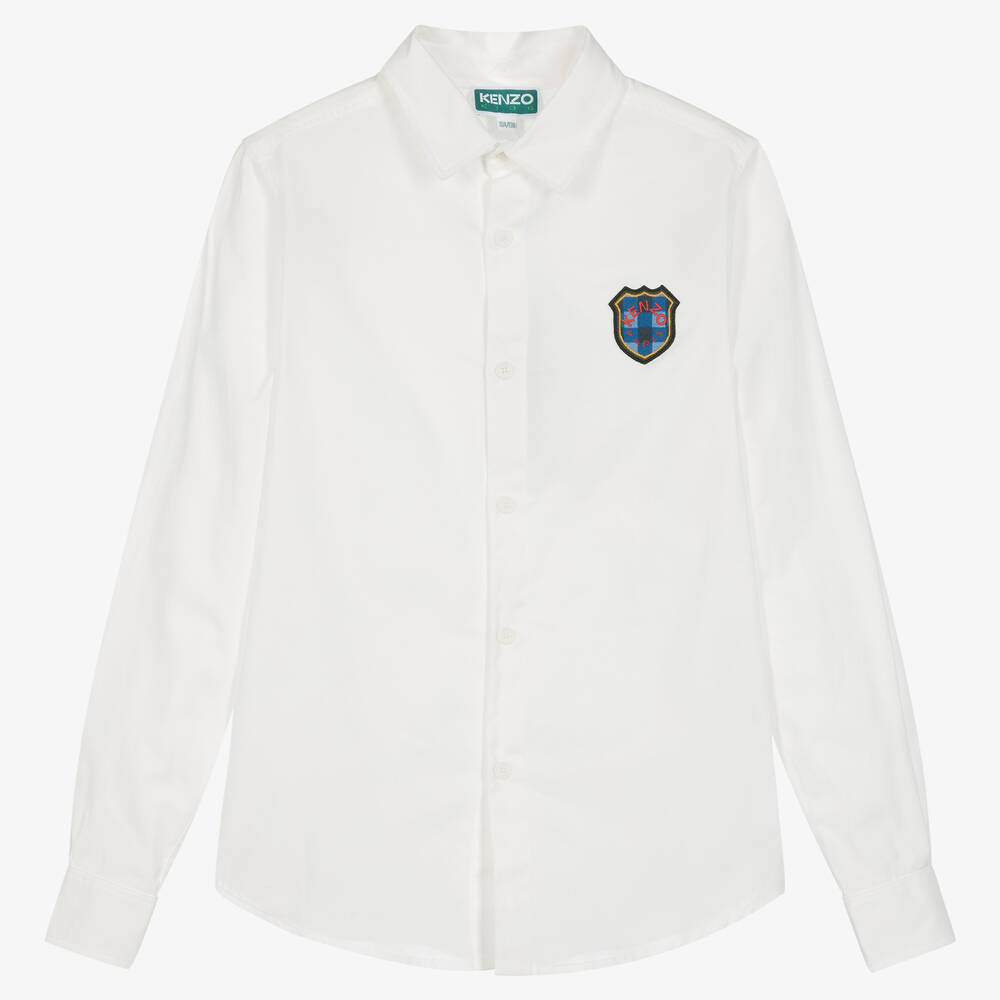 KENZO KIDS - Teen Boys Ivory Oxford Cotton Shirt | Childrensalon