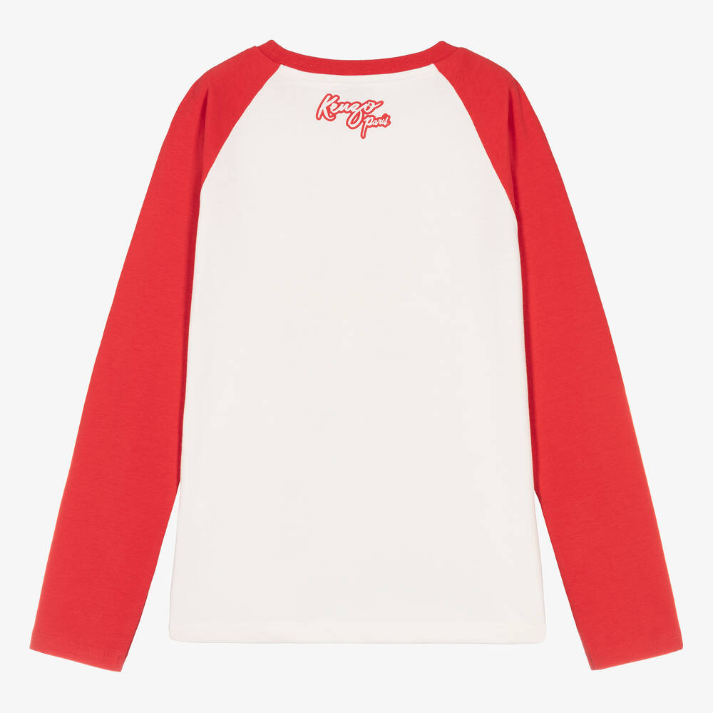 KENZO KIDS - Teen Boys Ivory & Red Dragon Cotton Top KENZO KIDS - Teen Boys Ivory & Red Dragon Cotton Top