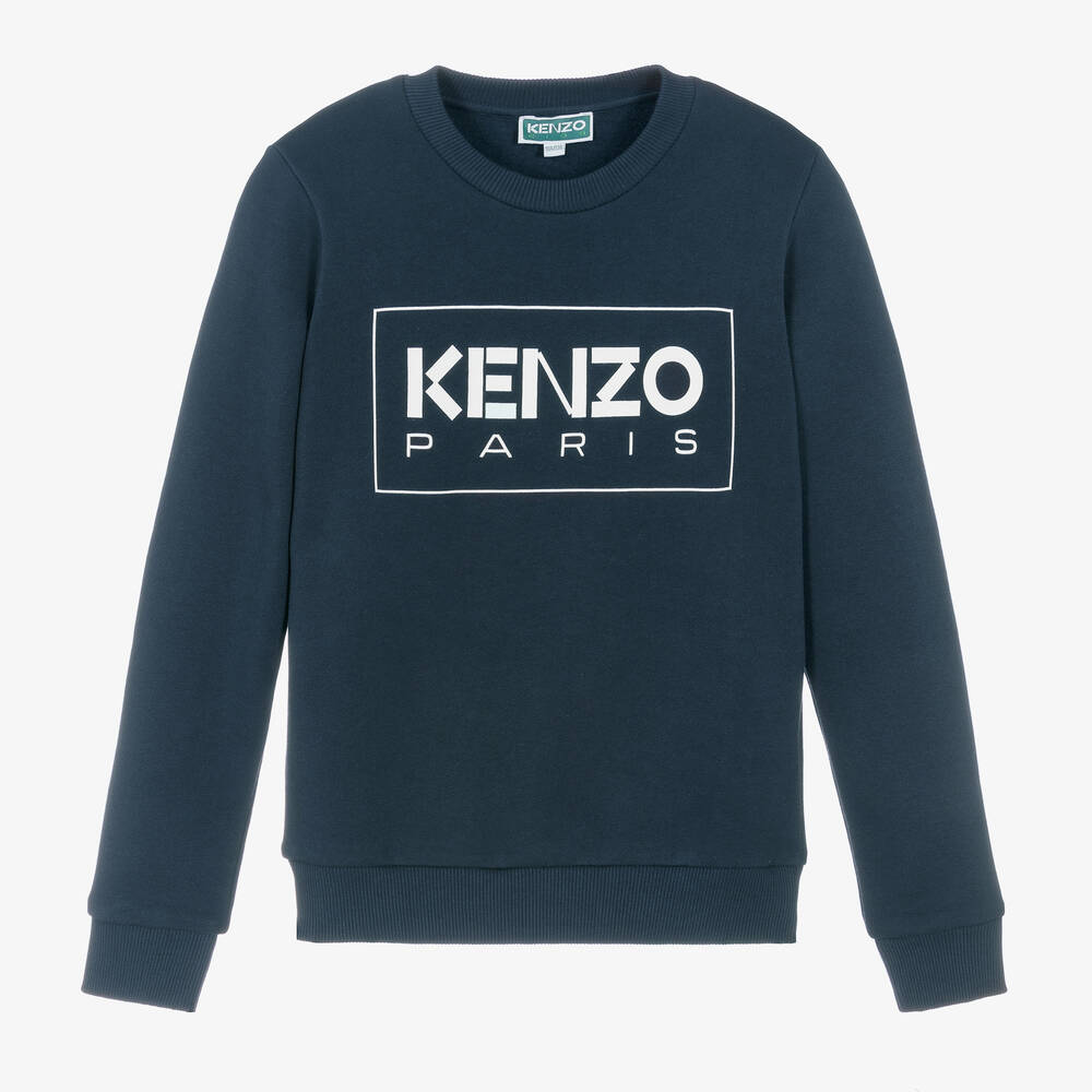 KENZO KIDS - Teen Boys Navy Blue Cotton Sweatshirt | Childrensalon
