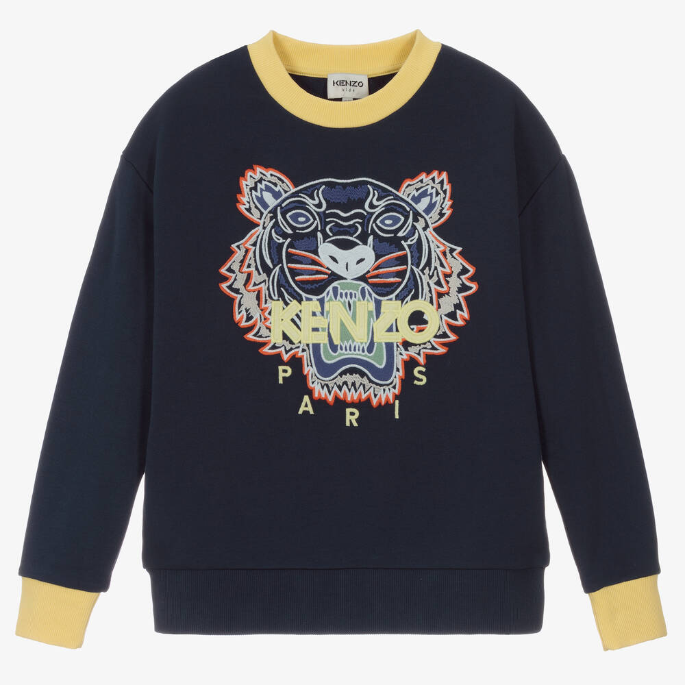 KENZO KIDS - سويتشيرت تينز ولادي قطن لون كحلي | Childrensalon