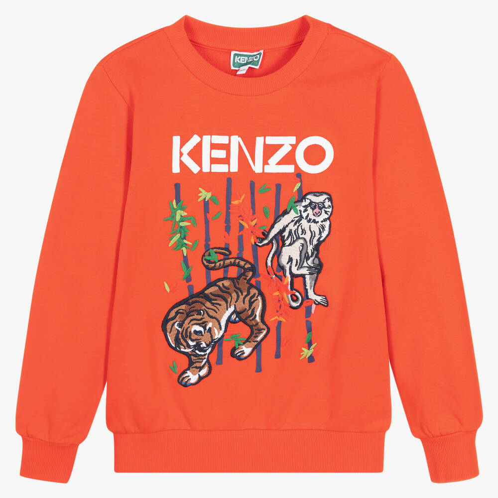 KENZO KIDS - Teen Boys Orange Logo Sweatshirt | Childrensalon