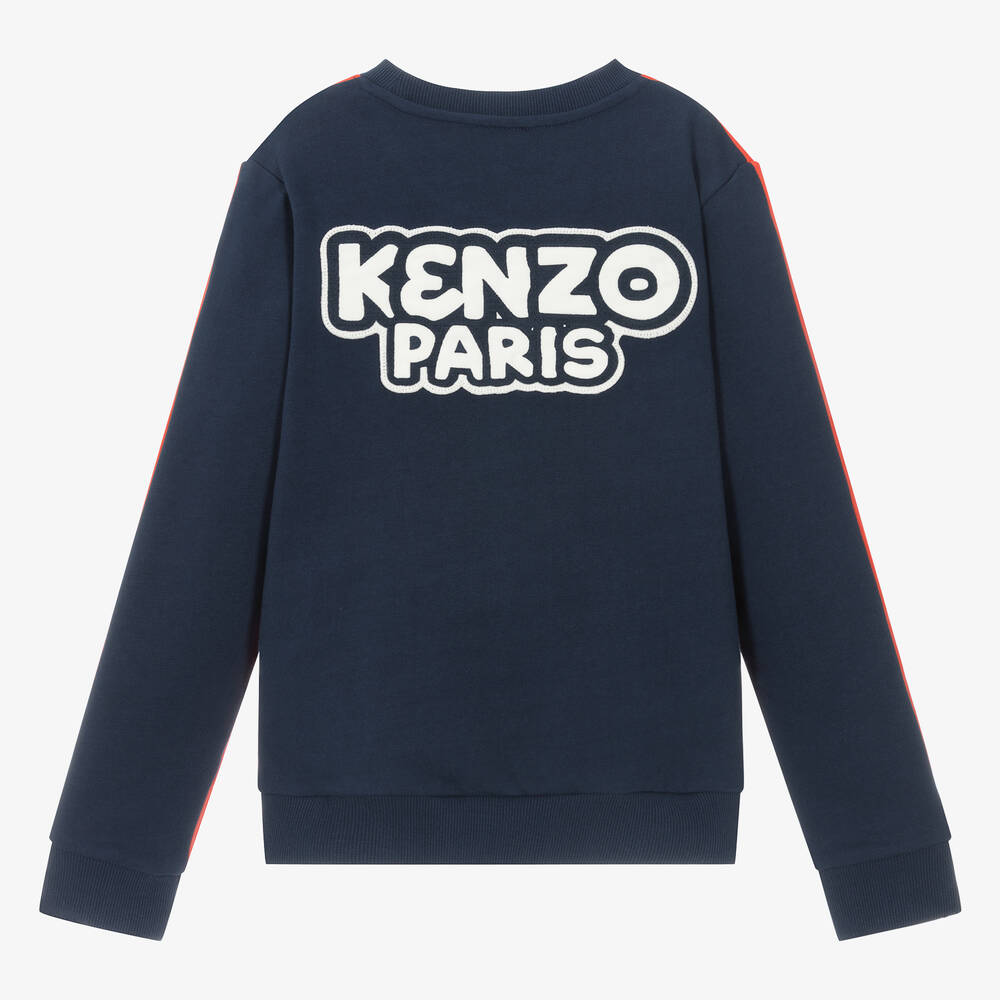 KENZO KIDS Sweat shirt rouge et bleu en coton ado Childrensalon Outlet