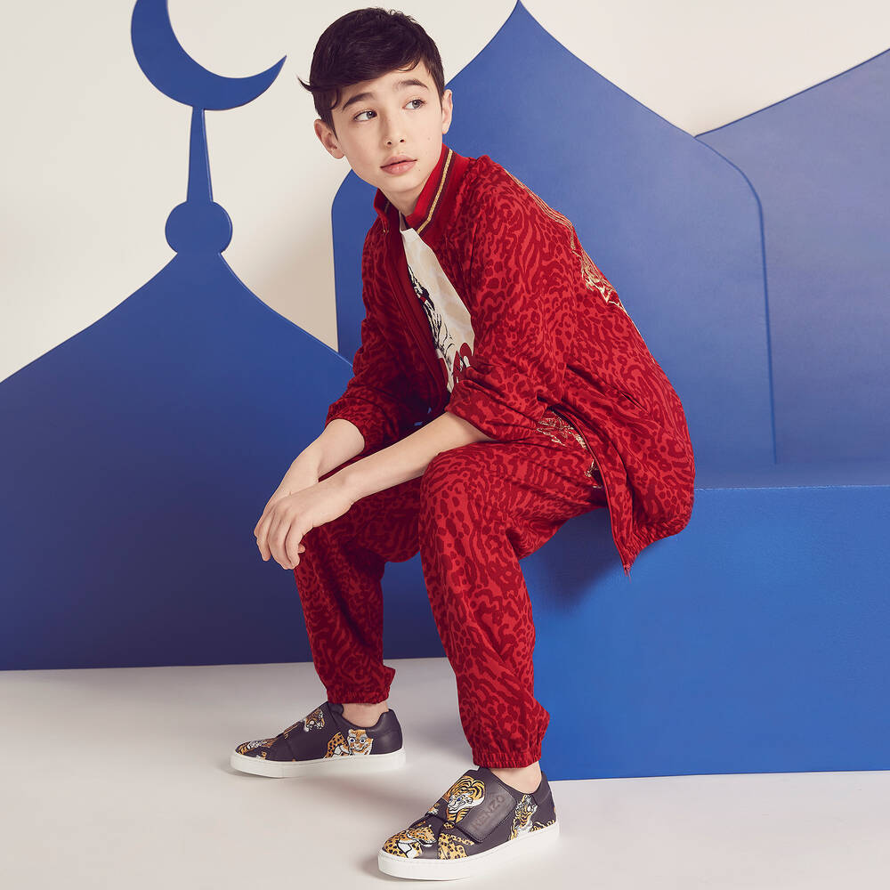 KENZO KIDS Teen Boys Red Tiger Joggers