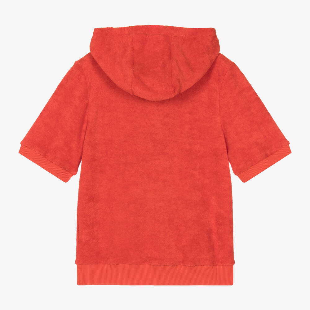 KENZO KIDS Teen Boys Red Towelling Tiger Hoodie Childrensalon Outlet