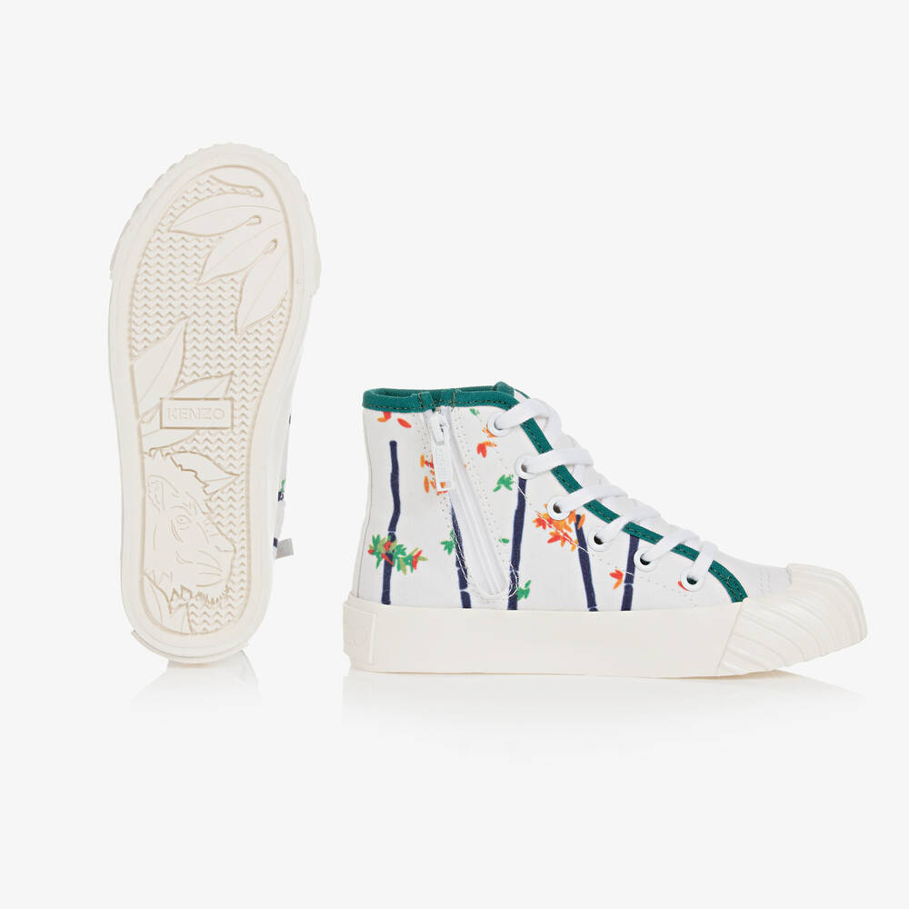 KENZO KIDS-Teen Boys White Bamboo High-Top Trainers | Childrensalon Outlet