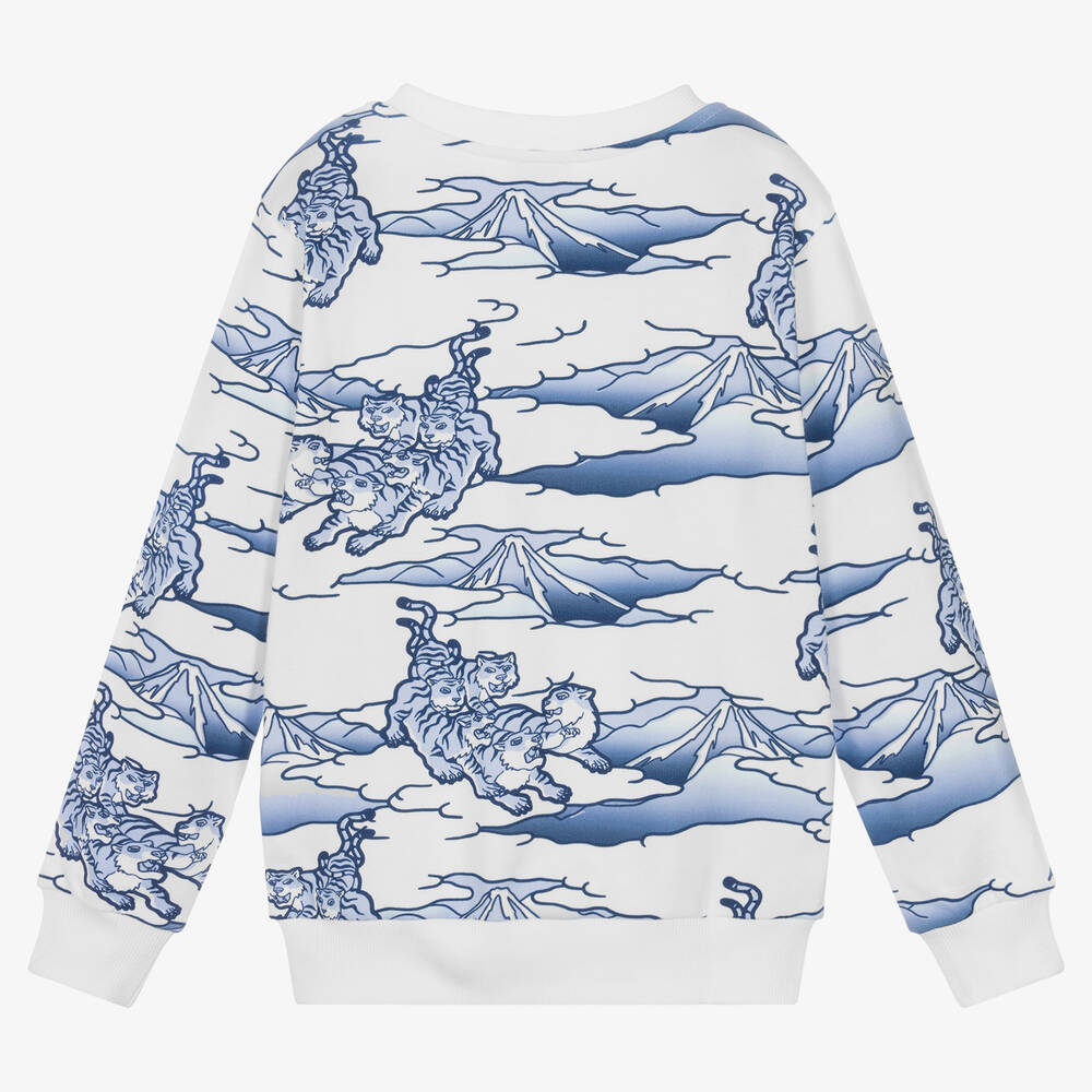 KENZO KIDS-Бело-синий хлопковый свитшот | Childrensalon Outlet