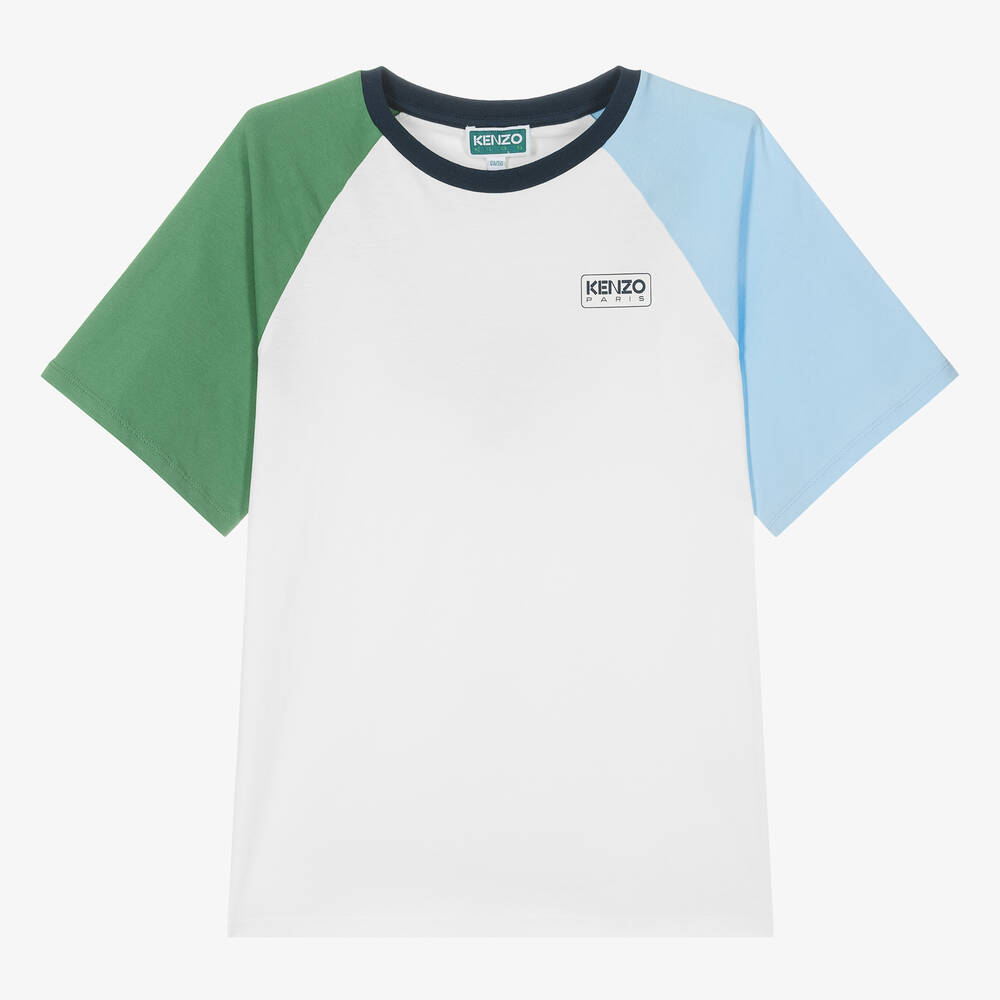 Teen Boys White Cotton Colourblock T Shirt