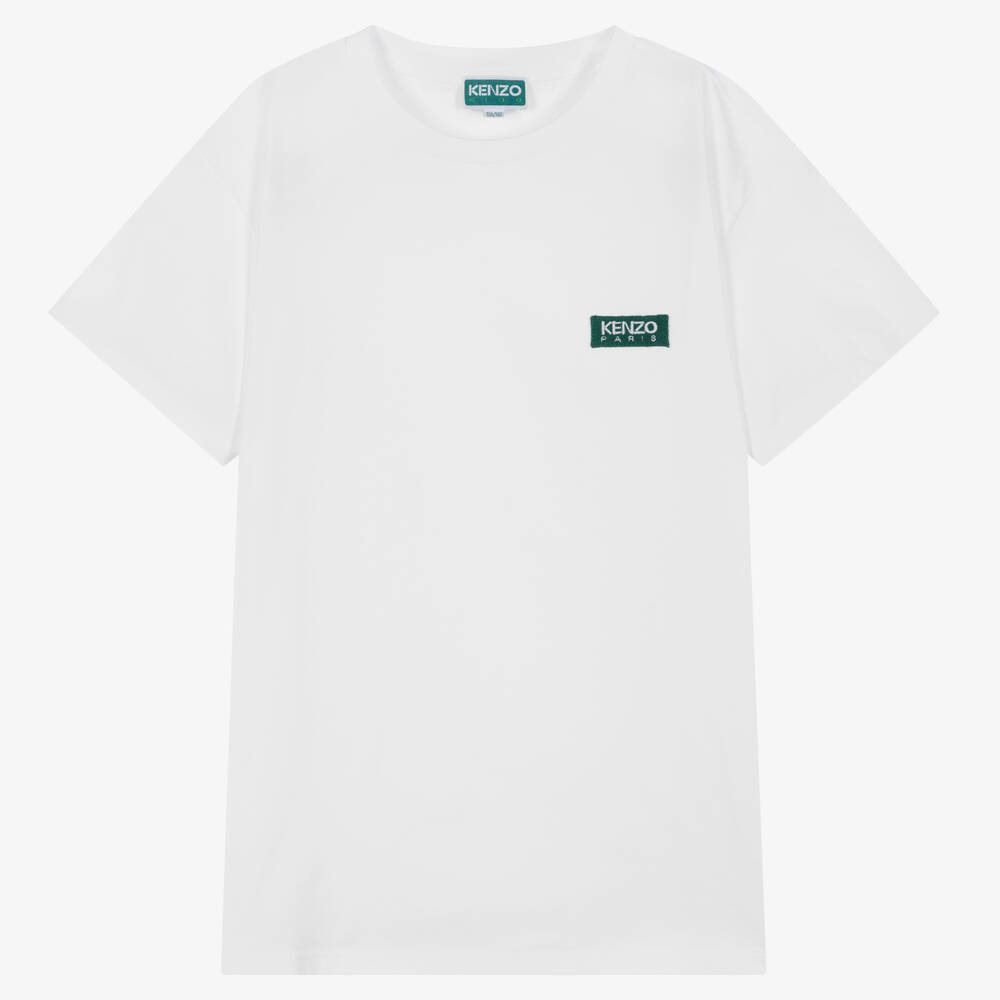 KENZO KIDS - Teen Boys White Cotton Logo T-Shirt | Childrensalon