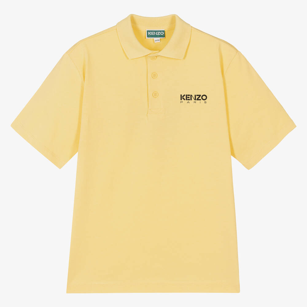 KENZO KIDS - Teen Boys Yellow Cotton Logo Polo Shirt | Childrensalon
