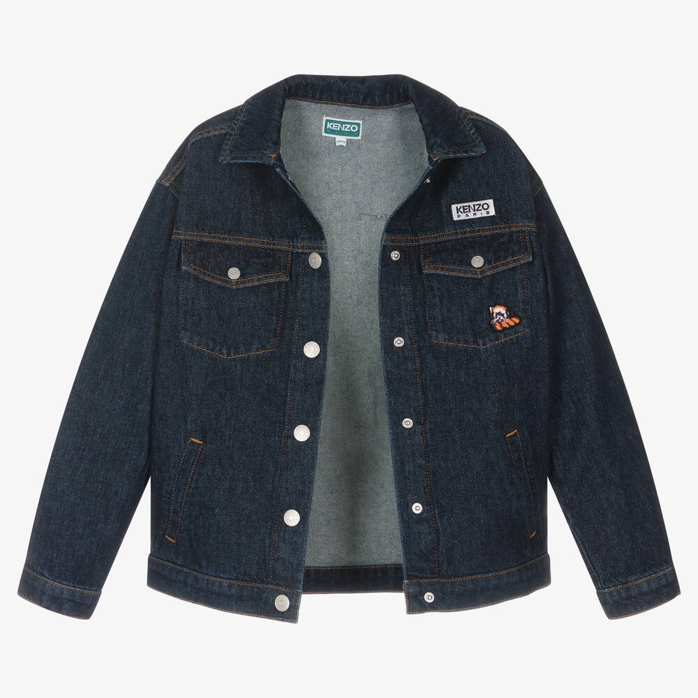 KENZO KIDS-جاكيت تينز قطن دنيم لون أزرق داكن | Childrensalon Outlet