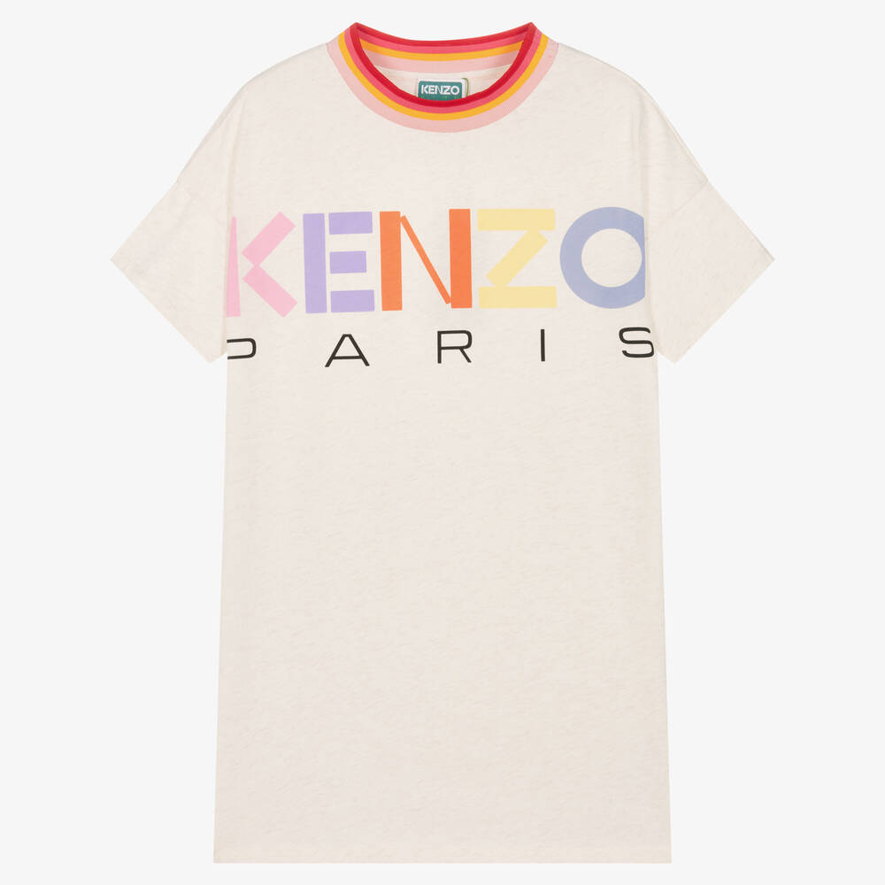 KENZO KIDS - Beiges Teen Baumwollkleid (M) | Childrensalon