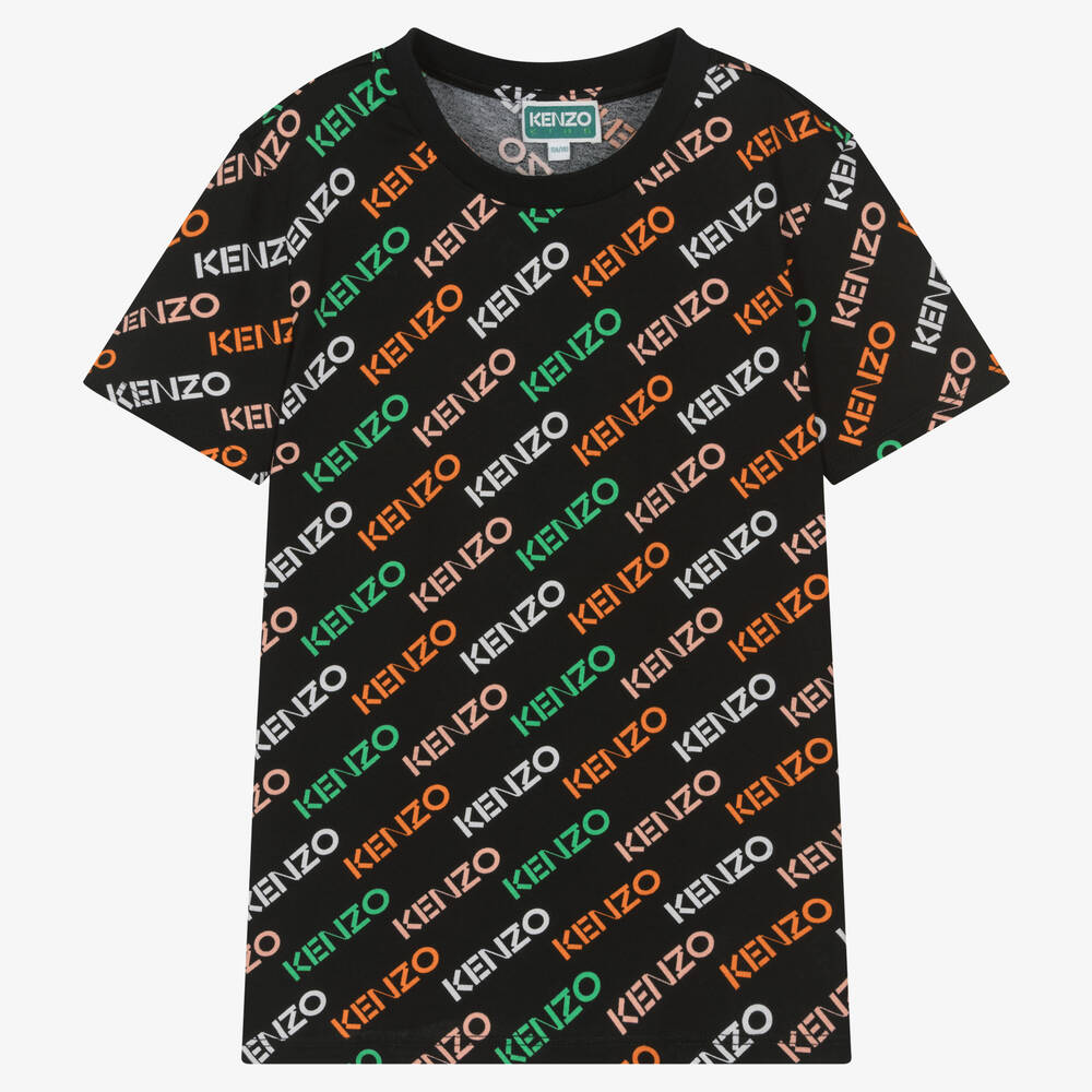 KENZO KIDS - Teen Girls Black Cotton Logo T-Shirt | Childrensalon