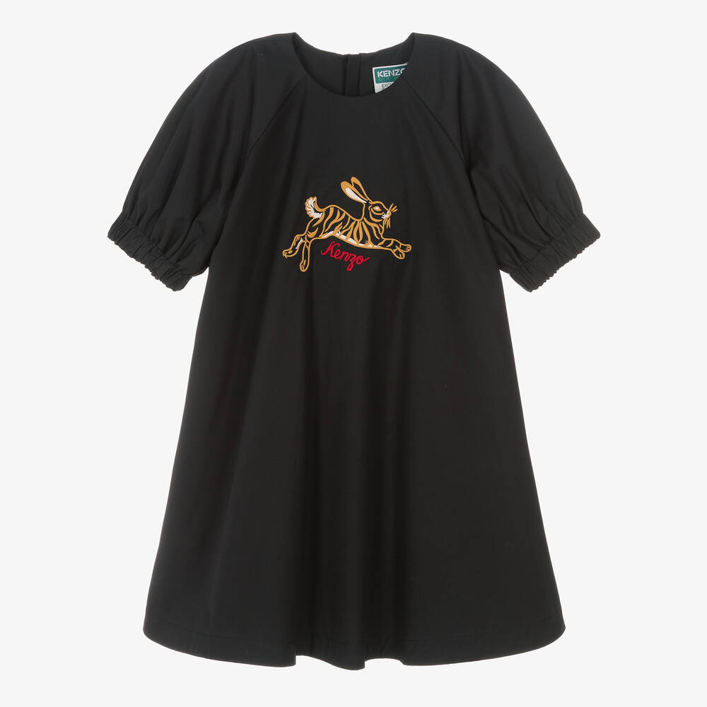 KENZO KIDS - Teen Girls Black Cotton Poplin Dress | Childrensalon