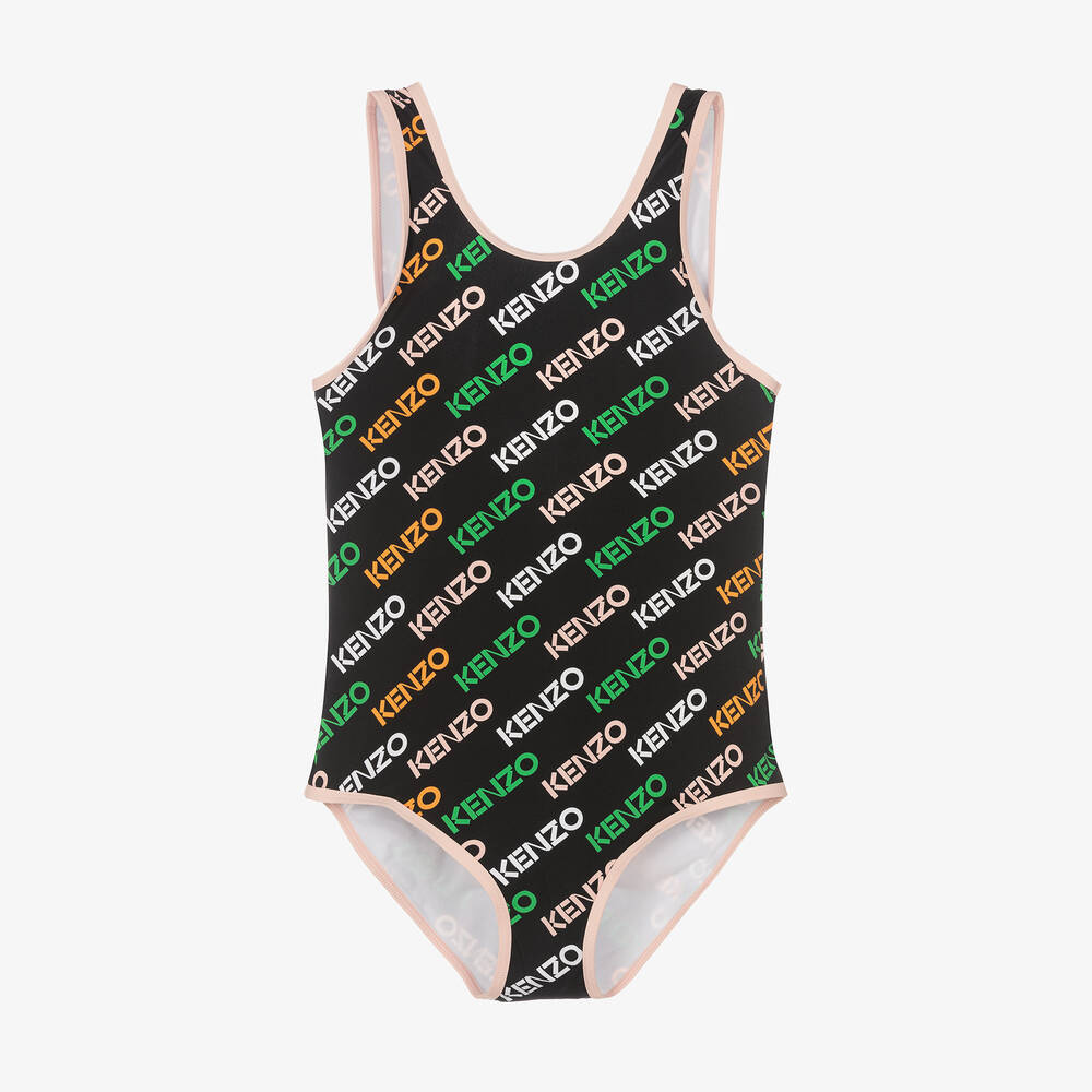 KENZO KIDS - Teen Girls Black Logo Swimsuit | Childrensalon