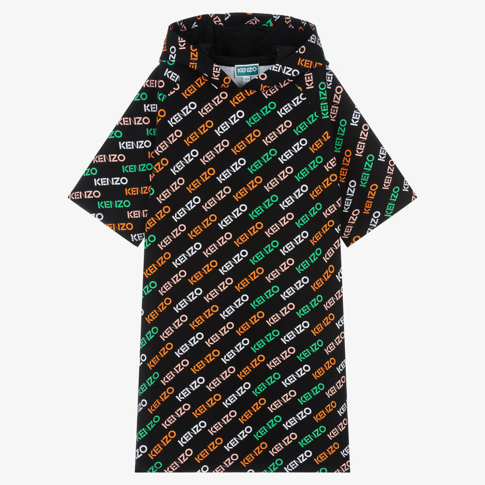 KENZO KIDS-Teen Girls Black & Orange Logo Dress | Childrensalon Outlet
