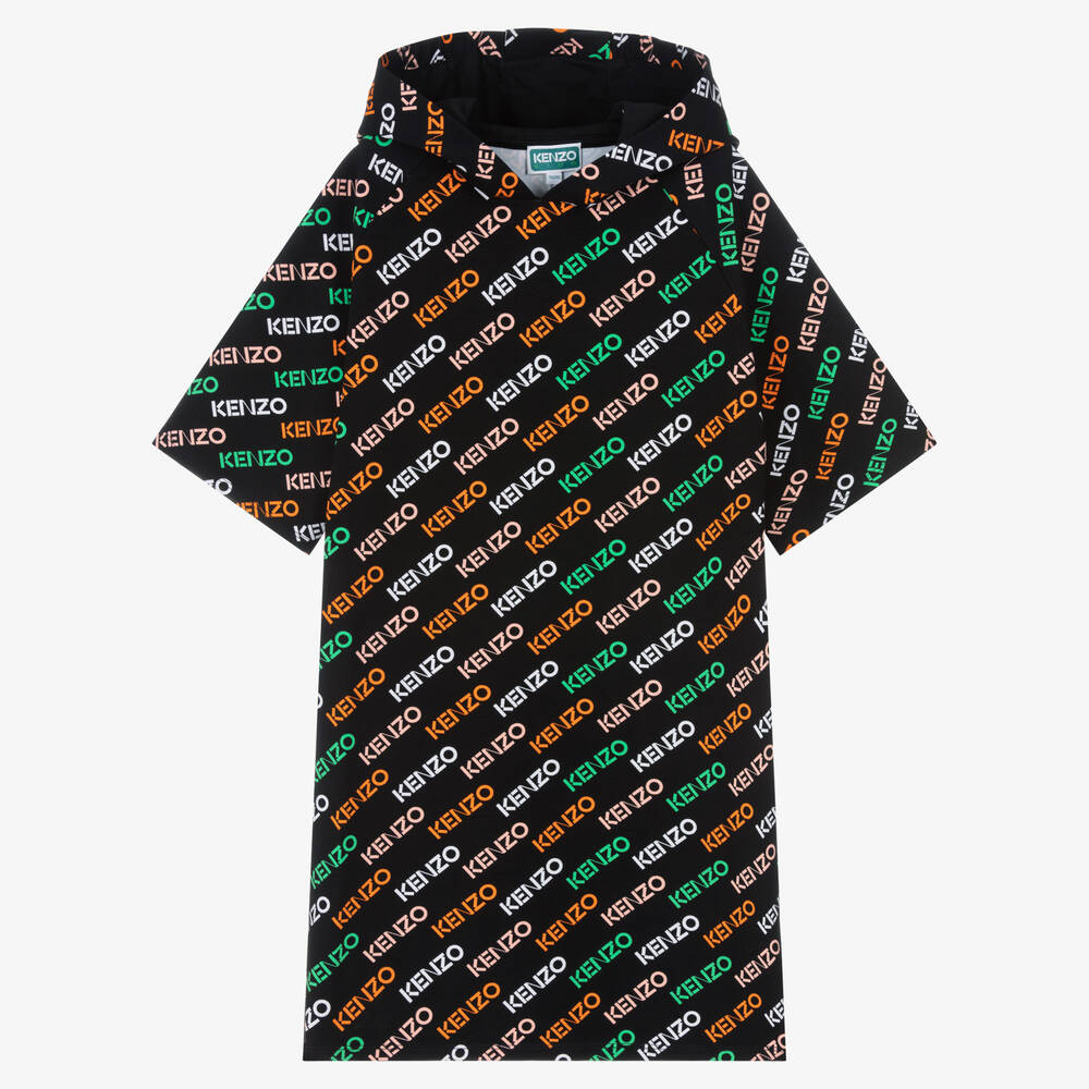 KENZO KIDS - Robe noire et orange ado fille | Childrensalon