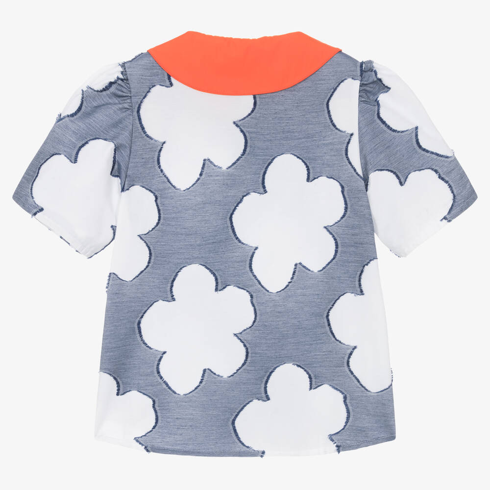 KENZO KIDS-Teen Girls Blue Boke Flower Blouse | Childrensalon Outlet