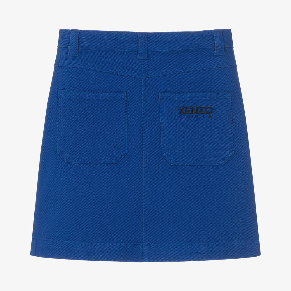KENZO KIDS-تنورة بطبعة بوك فلاور قطن تويل لون أزرق | Childrensalon Outlet