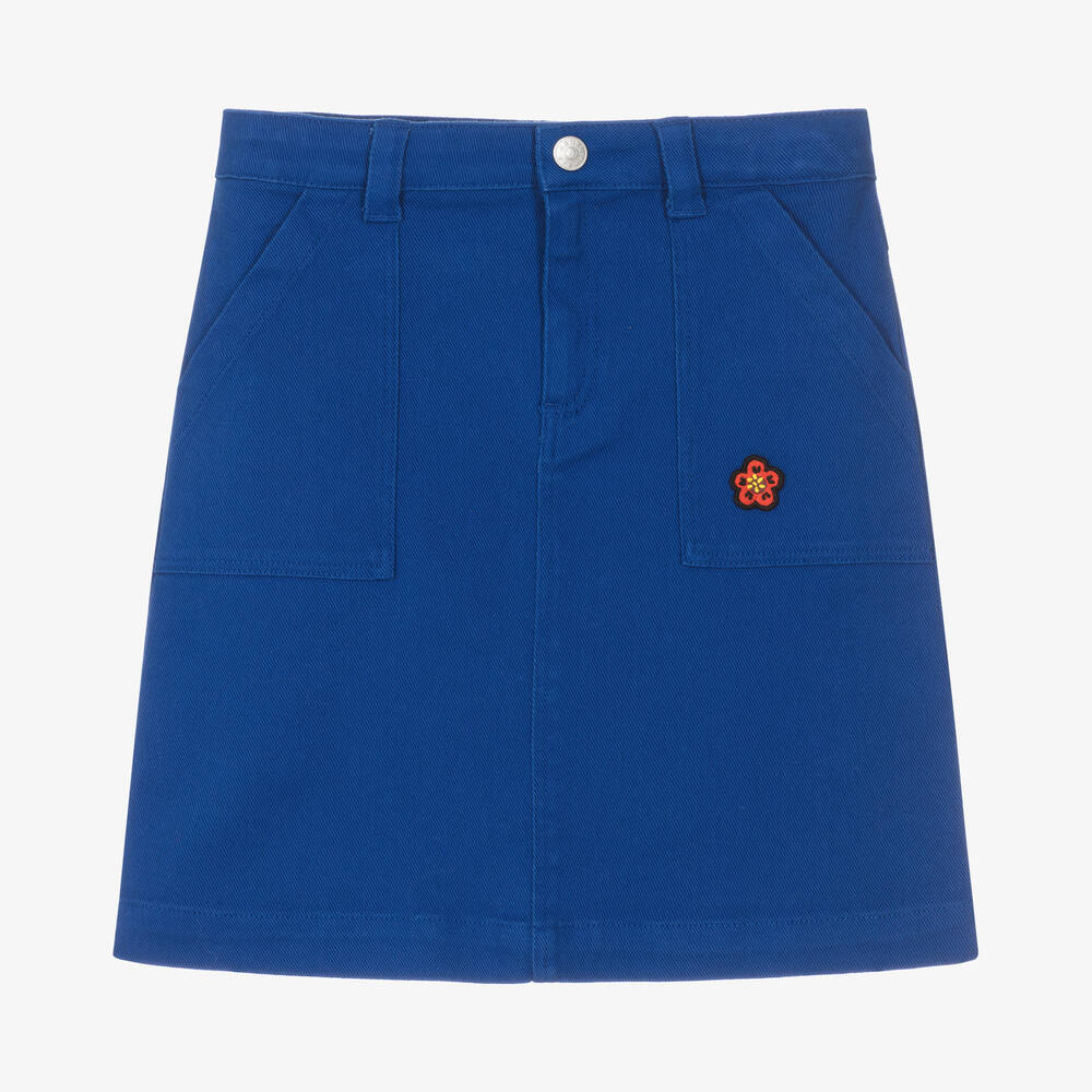 KENZO KIDS - Teen Girls Blue Cotton Boke Flower Skirt | Childrensalon