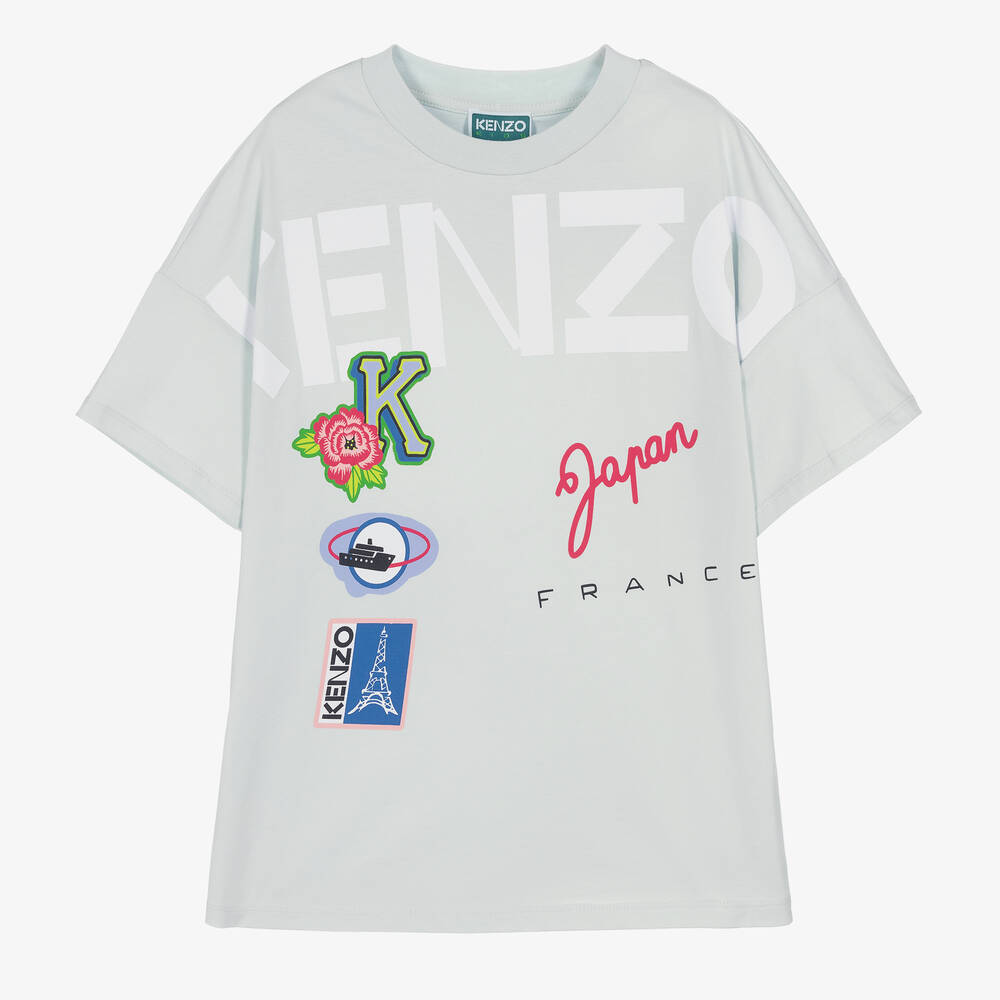 KENZO KIDS - تيشيرت تينز بناتي قطن لون أزرق | Childrensalon