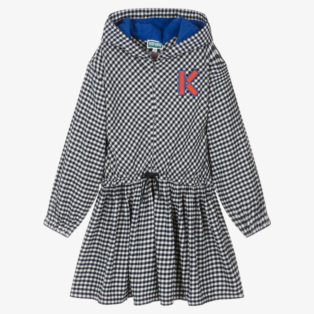 KENZO KIDS - Robe vichy bleue en coton ado | Childrensalon
