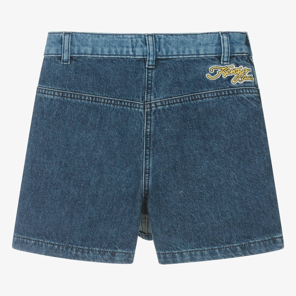 كينزو كيدز-شورت سكورت بكسرات قطن دنيم لون أزرق للمراهقات | Childrensalon Outlet