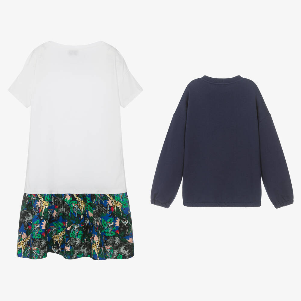 KENZO KIDS-Teen Girls Blue Dress Set | Childrensalon Outlet