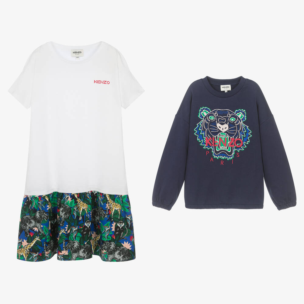 KENZO KIDS-Teen Girls Blue Dress Set | Childrensalon Outlet