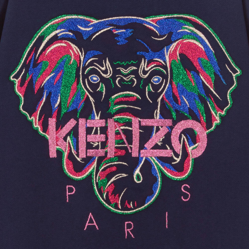KENZO KIDS-فستان تينز بناتي قطن لون كحلي | Childrensalon Outlet