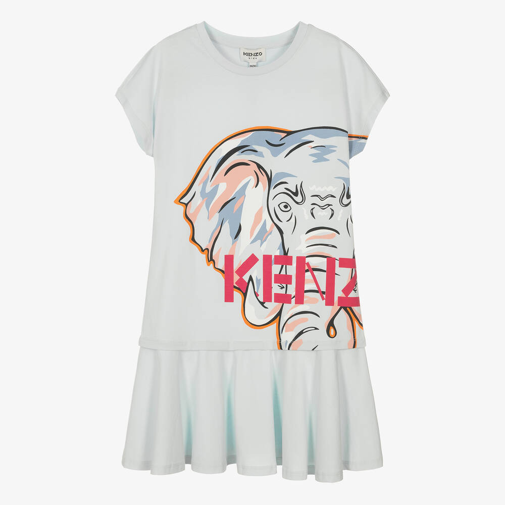 KENZO KIDS - Teen Girls Blue Elephant Logo Dress | Childrensalon