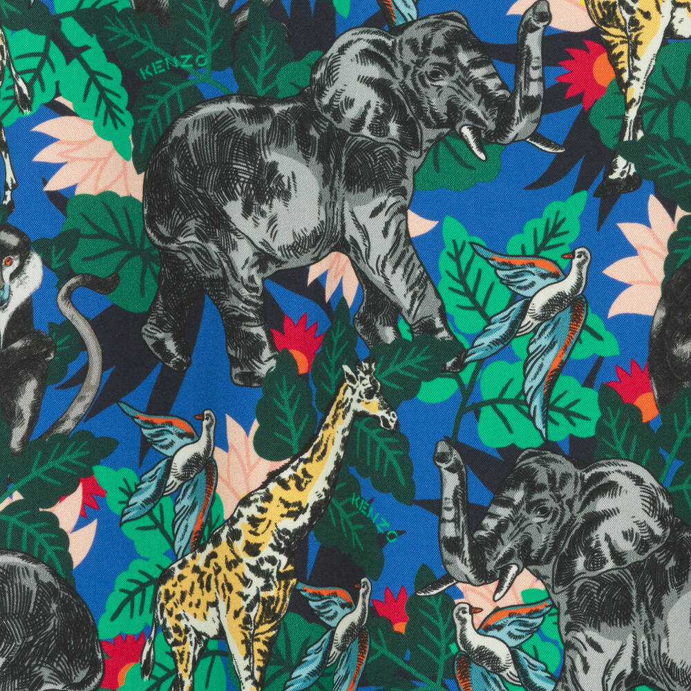 KENZO KIDS-Синяя блузка с принтом Jungle | Childrensalon Outlet