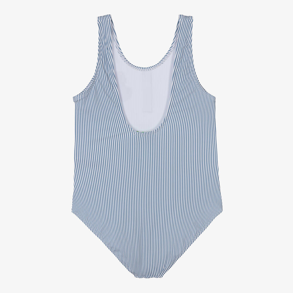 KENZO KIDS-مايّو تينز بناتي مقلم لون أزرق وأبيض | Childrensalon Outlet