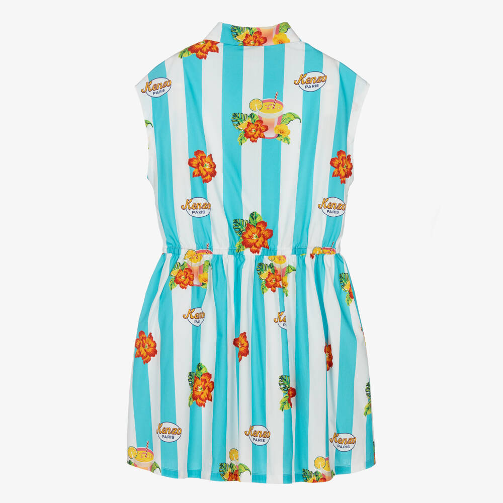 KENZO KIDS-Teen Girls Blue Striped Cotton Dress | Childrensalon Outlet