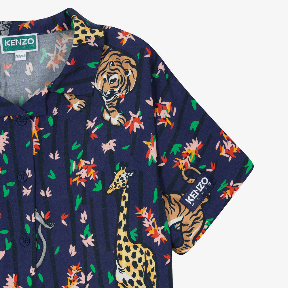 KENZO KIDS-بلوز قصير تينز بناتي فيسكوز لون كحلي | Childrensalon Outlet