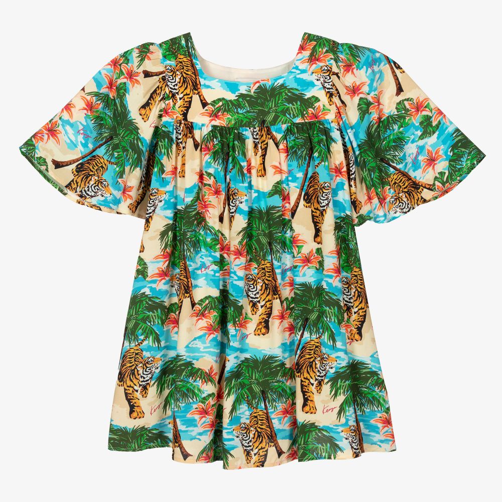 KENZO KIDS - Robe bleue tropicale Ado | Childrensalon