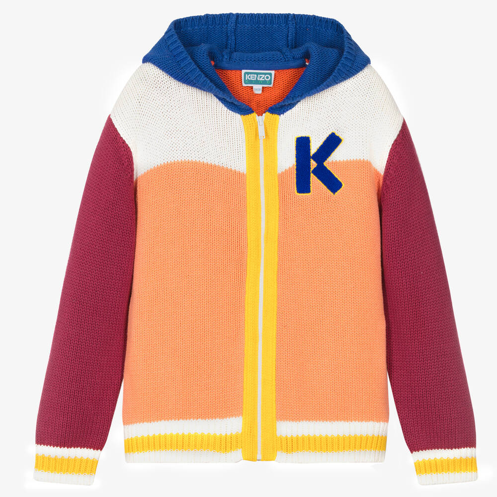 KENZO KIDS - Teen Girls Colourblock Knitted Zip-up Hoodie | Childrensalon