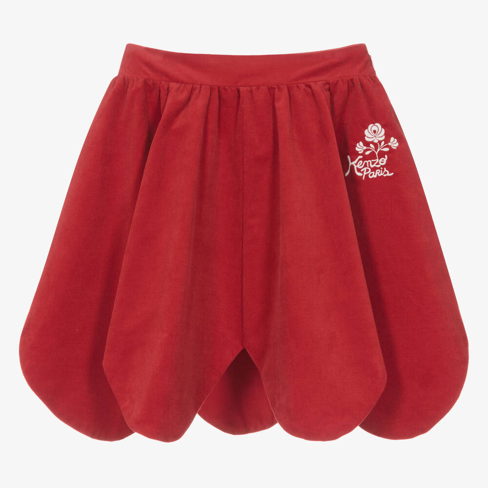 KENZO KIDS - تنورة تينز بناتي قطن مخمل لون أحمر | Childrensalon