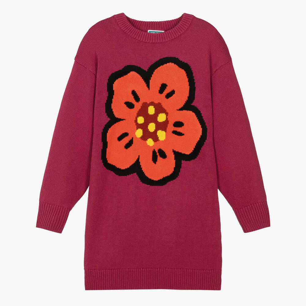 KENZO KIDS - Teen Girls Cotton Knit Boke Flower Dress  | Childrensalon