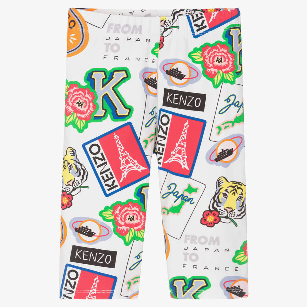 KENZO KIDS-شورت تينز بناتي قطن جيرسي لون أبيض | Childrensalon Outlet