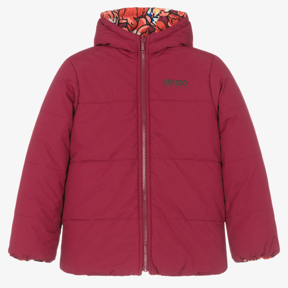 كينزو كيدز-معطف بافر بوجهين لون بنفسجي تينز بناتي | Childrensalon Outlet