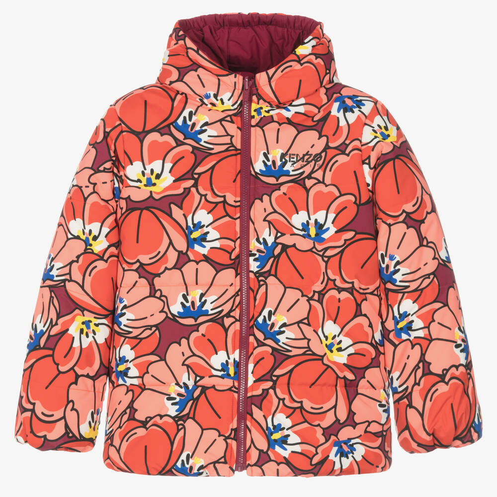 KENZO KIDS-Teen Girls Flower Reversible Puffer Coat | Childrensalon Outlet