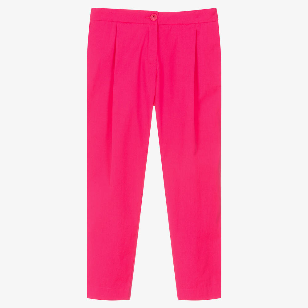 KENZO KIDS-Teen Girls Fuschia Pink Cotton Trousers  | Childrensalon Outlet