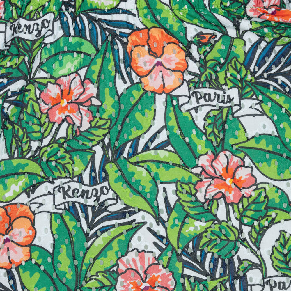 KENZO KIDS-Teen Girls Green Floral Jungle Leaf Dress | Childrensalon Outlet