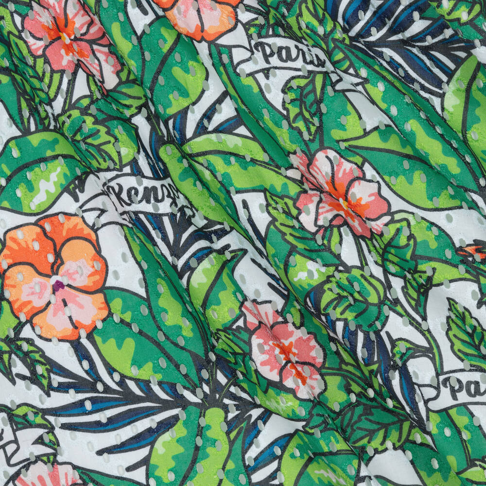 KENZO KIDS-Teen Girls Green Floral Jungle Leaf Dress | Childrensalon Outlet