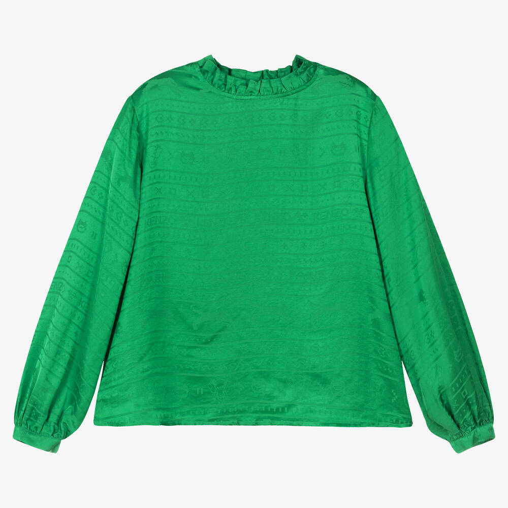 KENZO KIDS - Grüne Teen Jacquard-Bluse aus Satin | Childrensalon