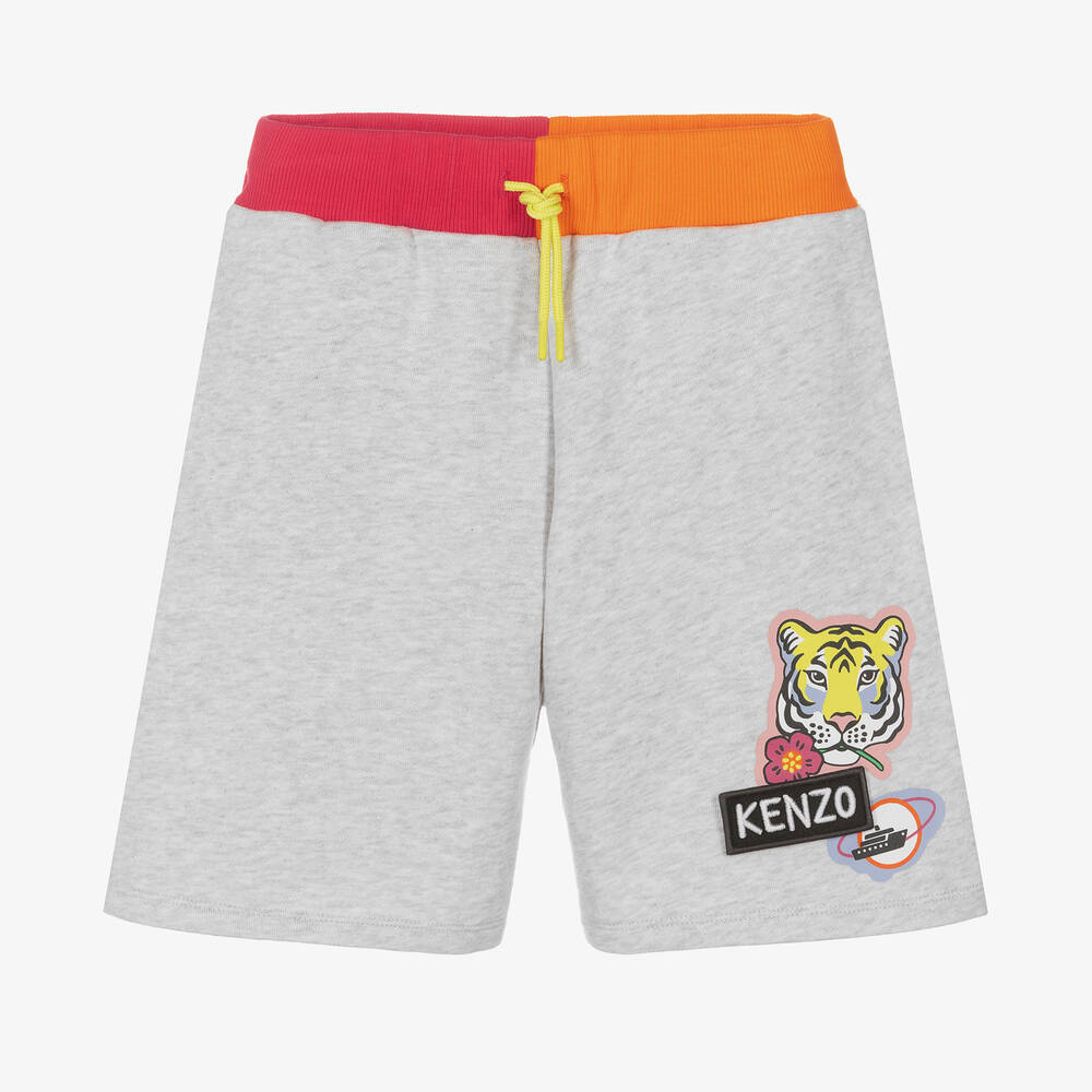 KENZO KIDS - Серые хлопковые шорты с тигром | Childrensalon