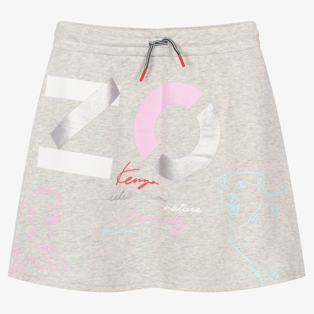 KENZO KIDS - Teen Girls Grey Logo Skirt | Childrensalon
